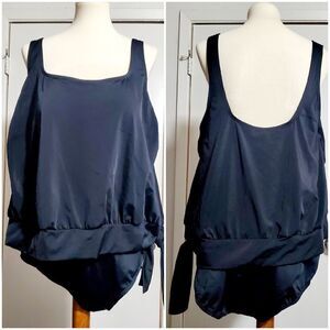 Catalina NWOT Black One Piece Tankini Swimsuit Size